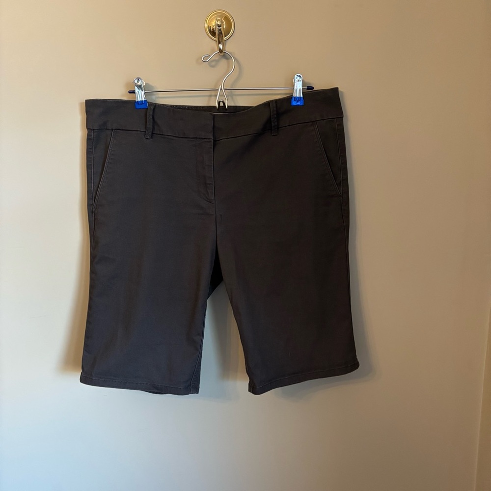 LOFT Dark Gray Bermuda Shorts with Front Pockets
